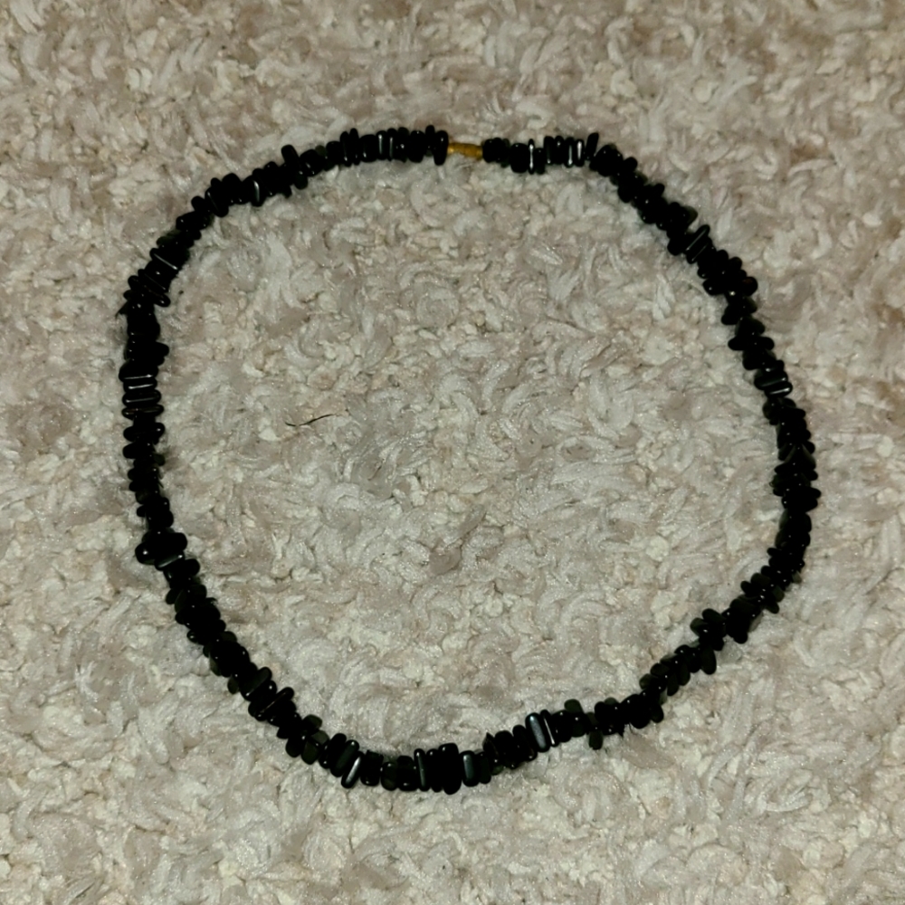 Black natural stone necklace stone chip crystal